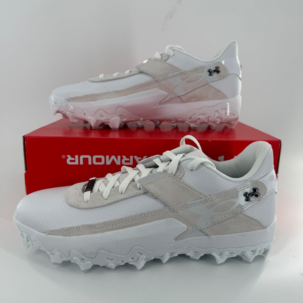 Under Armour Harper 10 Pro TPU Low White Grey Baseball Cleats 6010136-101 Men 13
